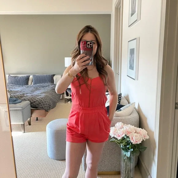 Urban Outfitters Coral Shorts Jumpsuit - Picture 2 of 3